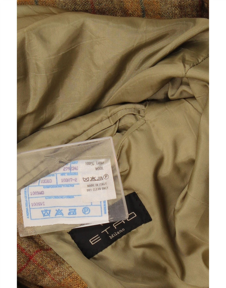 ETRO Mens 3 Button Blazer Jacket UK 40 Large Beige Check Wool