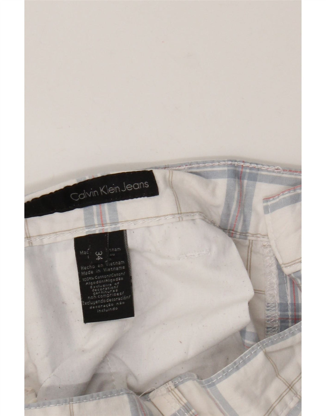 Calvin Klein Mens Cargo Shorts W34 Large White Check Cotton