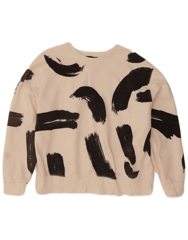 Zara Womens Crop Sweatshirt Jumper UK 14 Medium White Colourblock