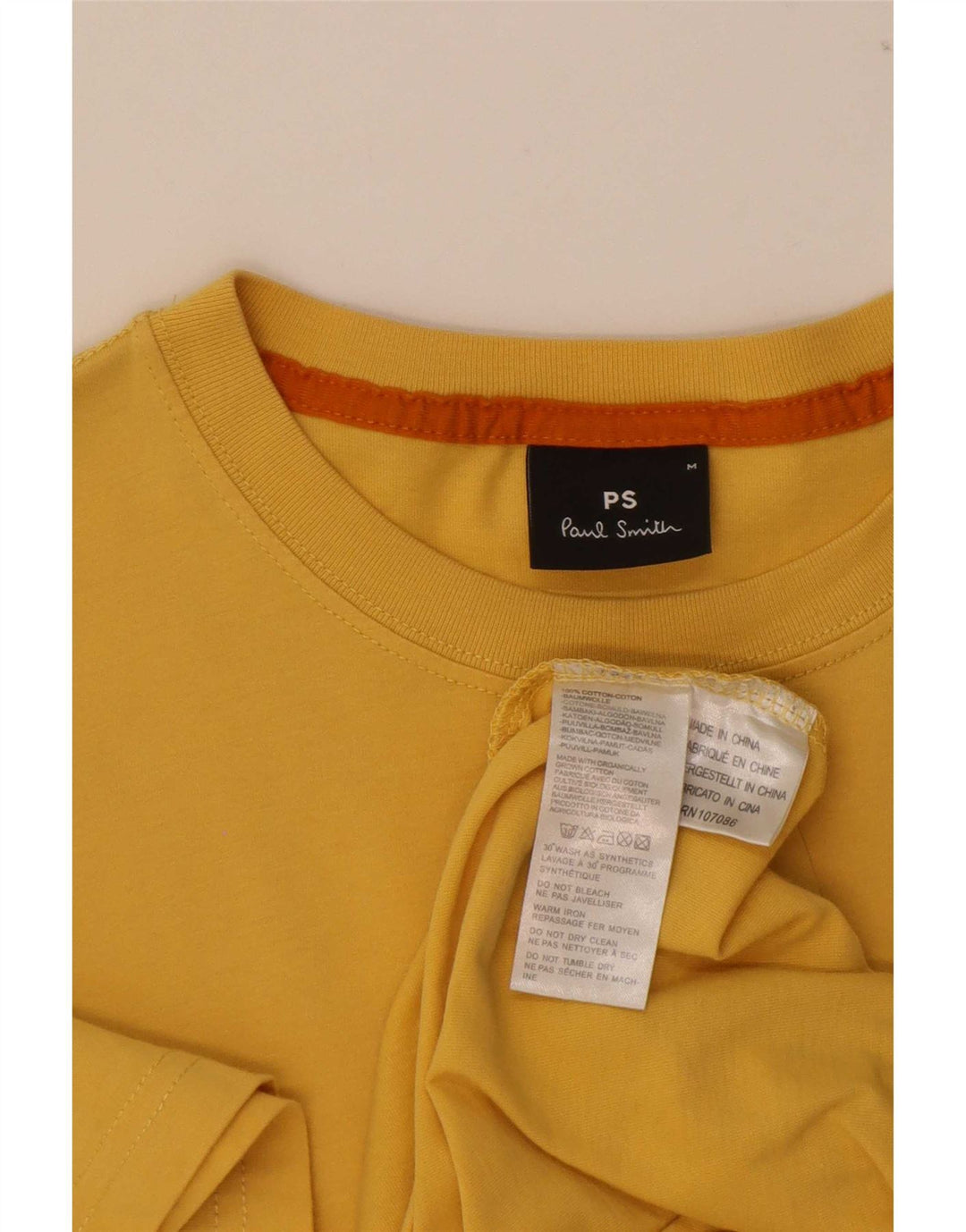 Paul Smith Mens T-Shirt Top Medium Yellow Cotton