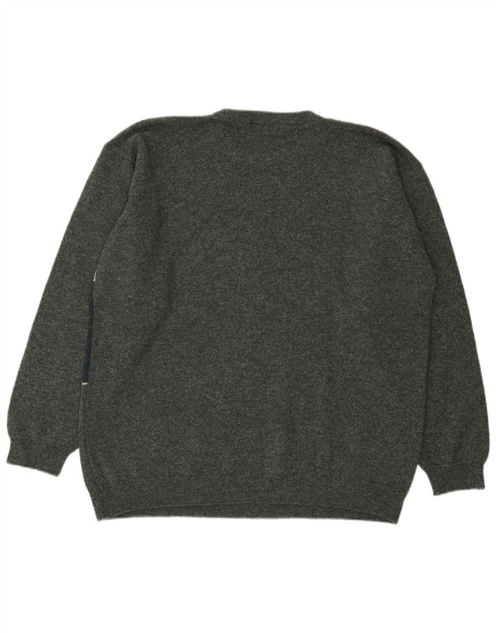 Marks & Spencer Mens Crew Neck Jumper Sweater Large Green Colourblock
