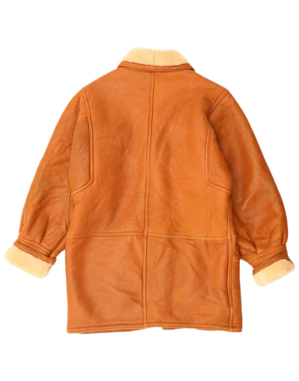 Vintage Womens Shearling Coat EU 42 Large Brown