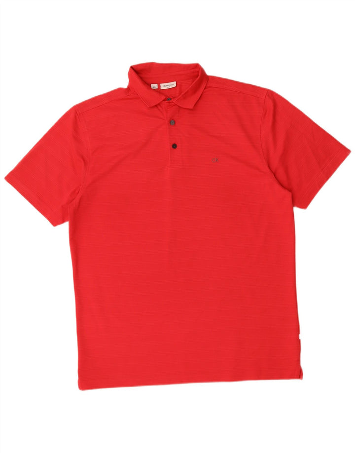 Calvin Klein Mens Polo Shirt Large Red Polyester