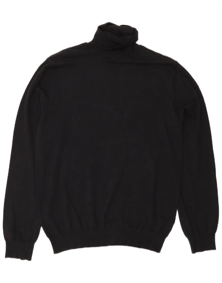 French Connection Womens Roll Neck Jumper Sweater UK 14 Medium Black Cotton