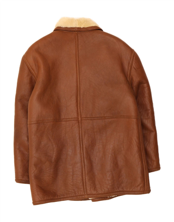 VINTAGE Mens Shearling Jacket IT 52 XL Brown Shearling