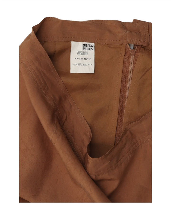 VINTAGE Womens Pencil Skirt W30 Medium Brown Silk