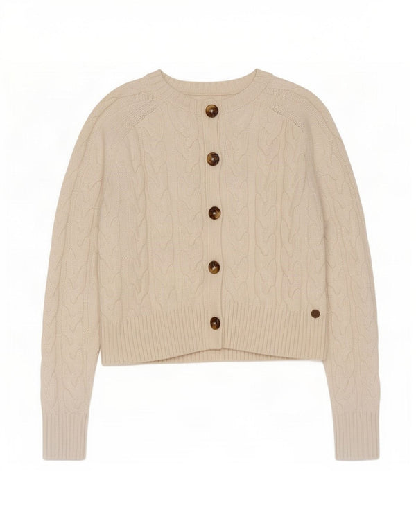 Jack Wills Womens Cardigan Sweater UK 12 Medium White Cotton