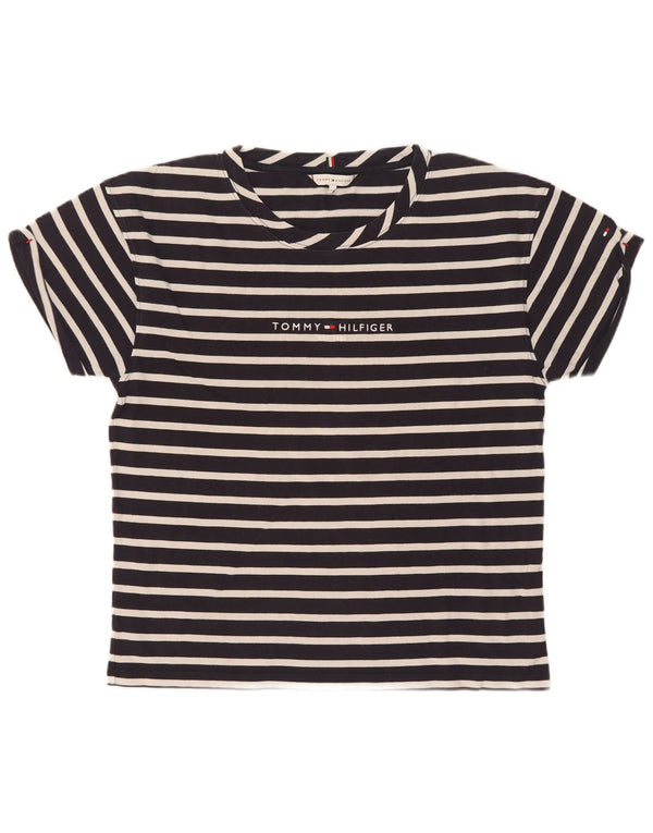 Tommy Hilfiger Womens T-Shirt Top UK 14 Medium Navy Blue Striped