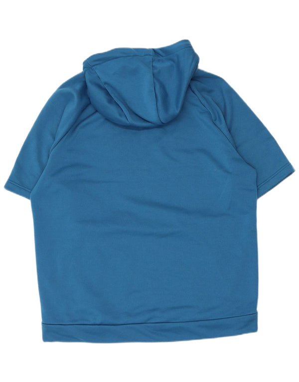 Nike Mens Dri Fit Short Sleeve Hoodie Jumper Large Blue Polyester