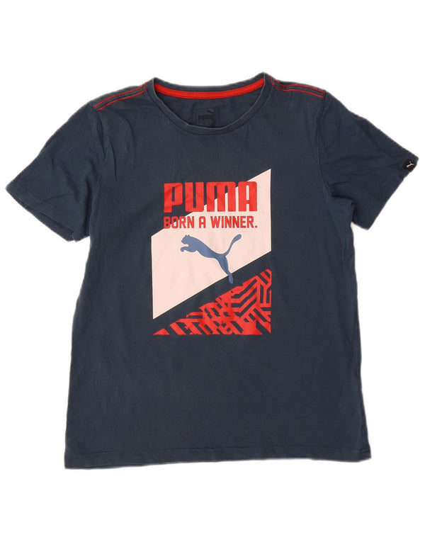 PUMA Boys Graphic T-Shirt Top 11-12 Years Navy Blue