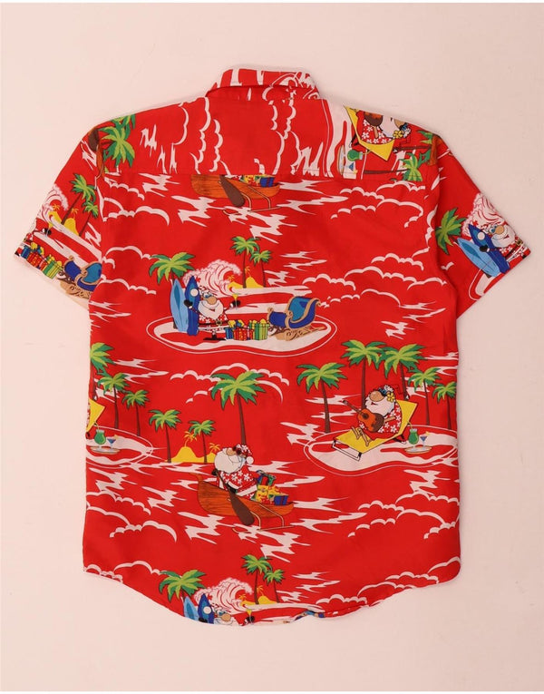 Lowes Boys Abstract Pattern Short Sleeve Shirt 11-12 Years Red Hawaiian