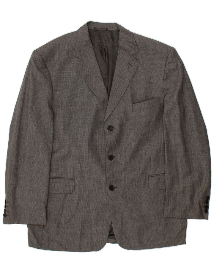 JAEGER Mens 3 Button Blazer Jacket IT 54 2XL Grey Check Virgin Wool Vintage Jaeger and Second-Hand Jaeger from Messina Hembry 