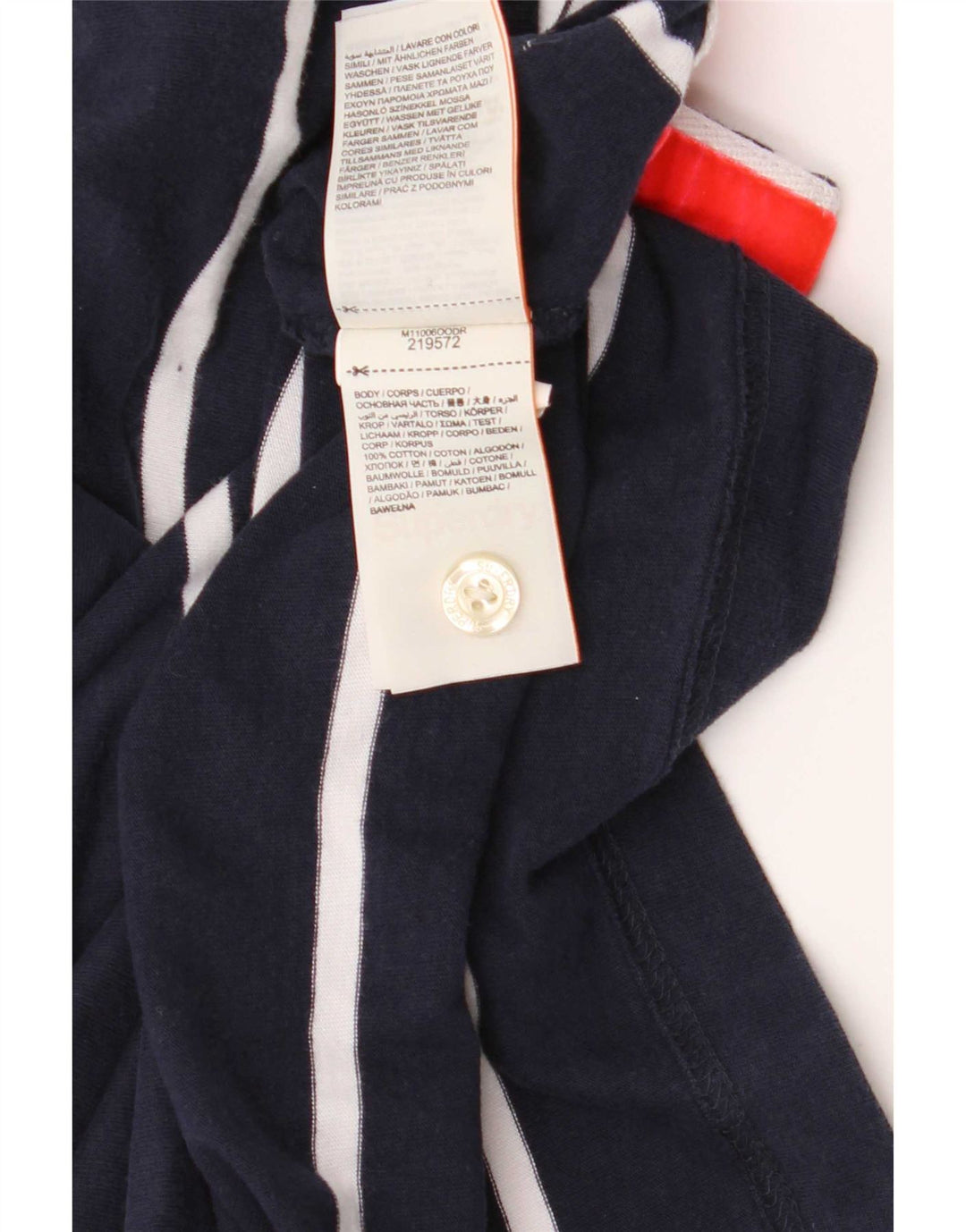 Superdry Mens Polo Shirt Medium Navy Blue Striped Cotton