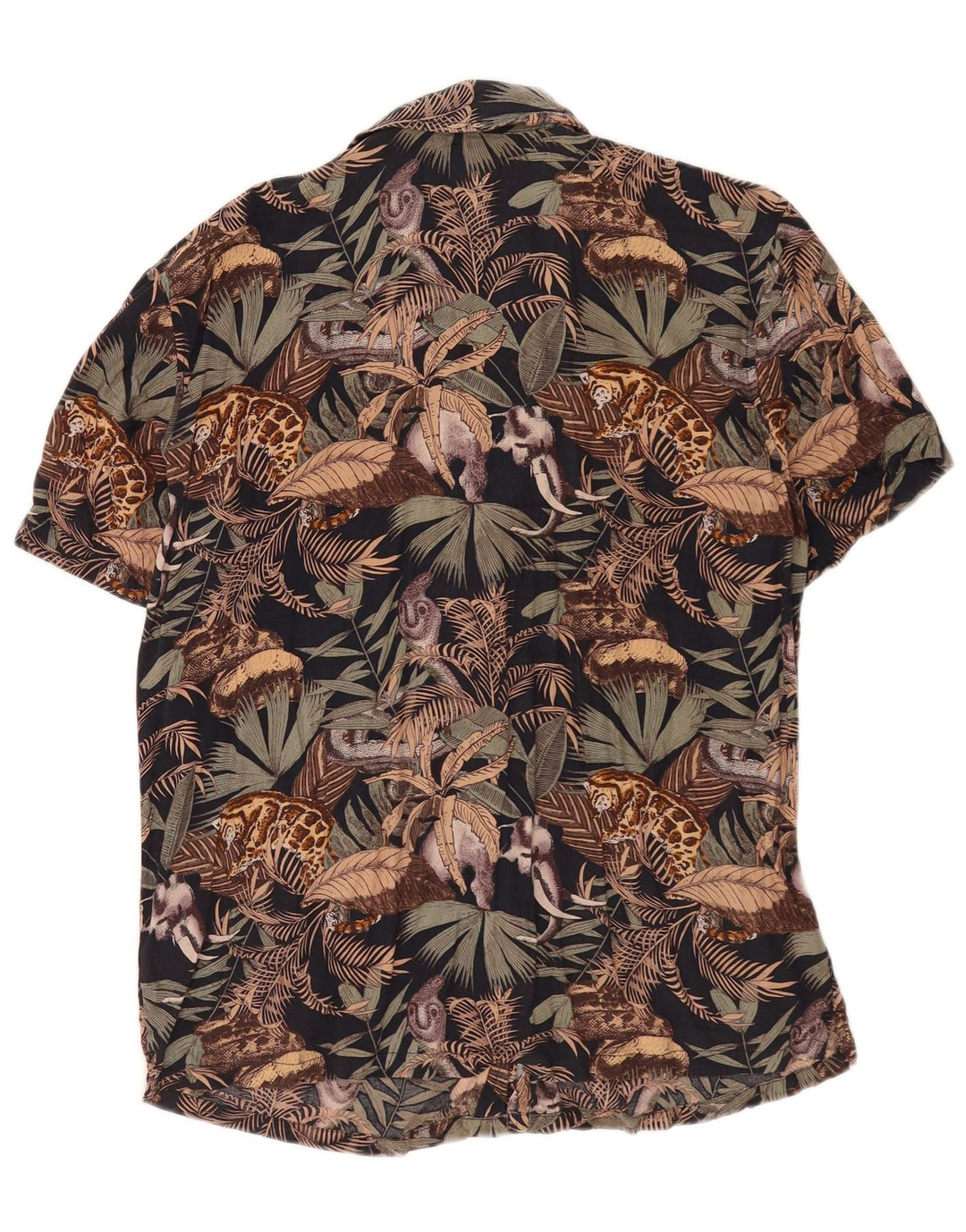Pull & Bear Mens Short Sleeve Shirt Large Multicoloured Floral Viscose