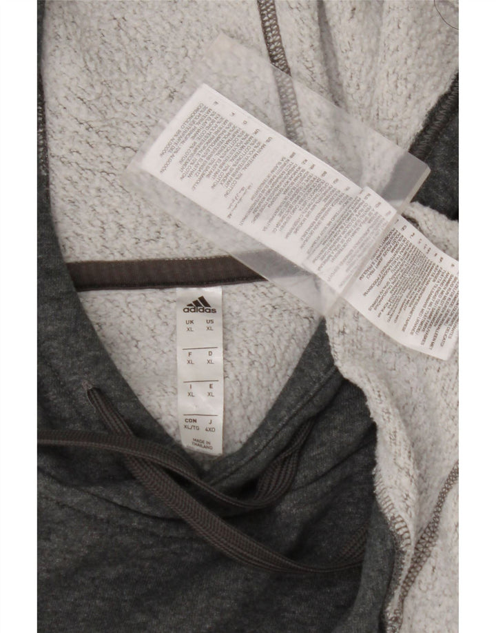 ADIDAS Mens Hoodie Jumper XL Grey Cotton