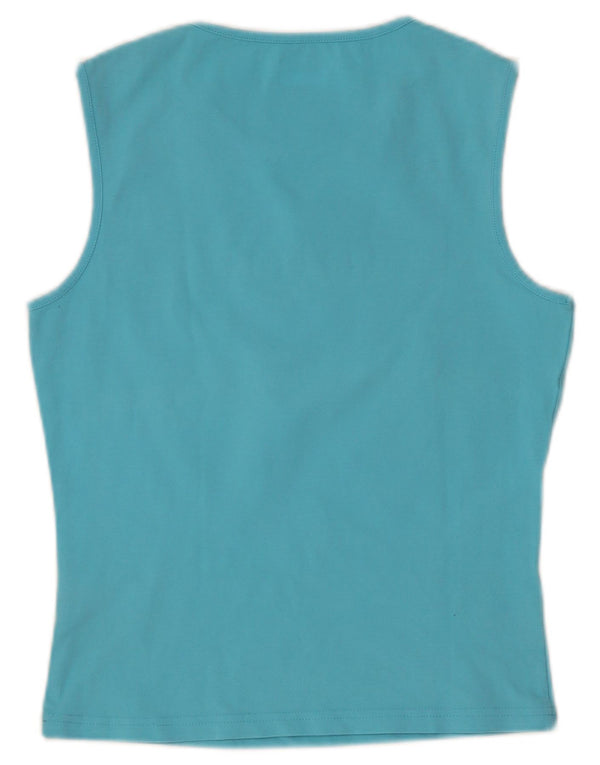 Reebok Womens Crop Graphic Vest Top UK 16 Large Blue Cotton