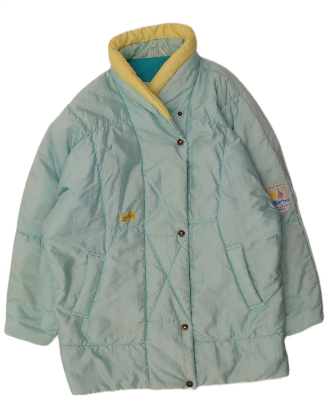 Skila Womens Oversized Padded Coat EU 38 Medium Blue Polyamide