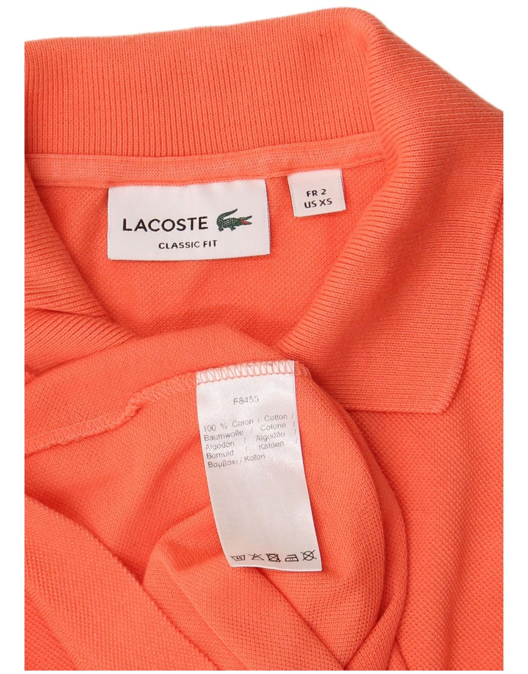 LACOSTE Mens Classic Fit Polo Shirt Size 2 XS Orange