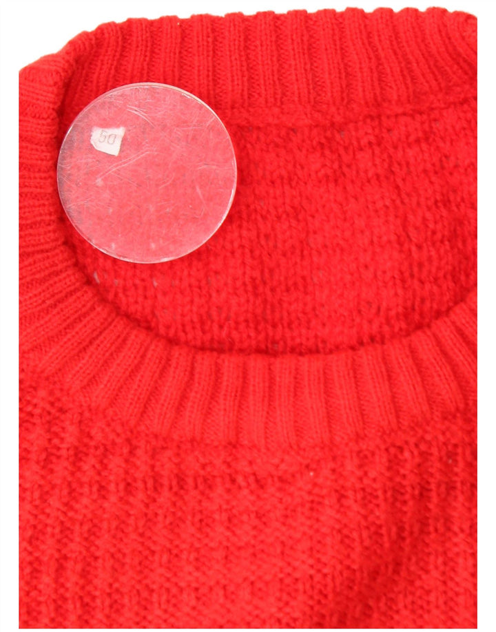 VINTAGE Mens Crew Neck Jumper Sweater IT 50 Medium Red