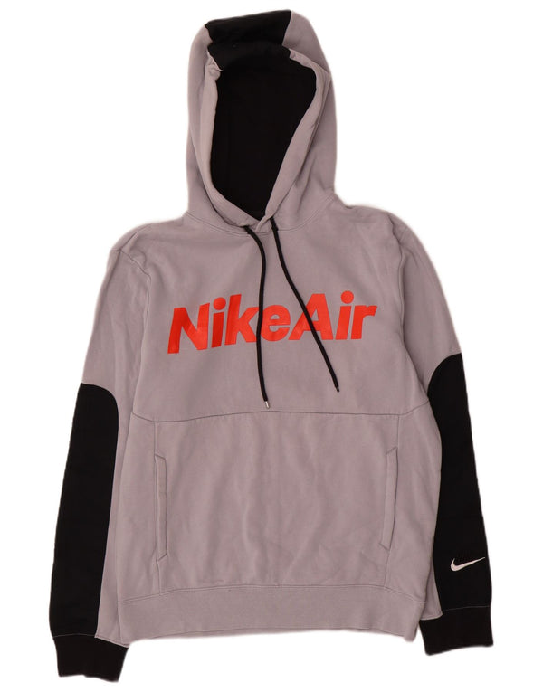 Nike Mens Graphic Hoodie Jumper Small Grey Colourblock Cotton