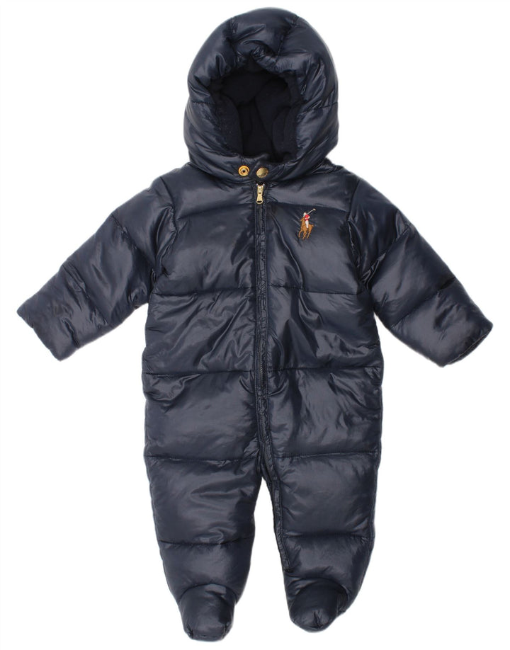 Ralph Lauren Baby Boys Hooded Padded Jumpsuit 3-6 Months Navy Blue Winter