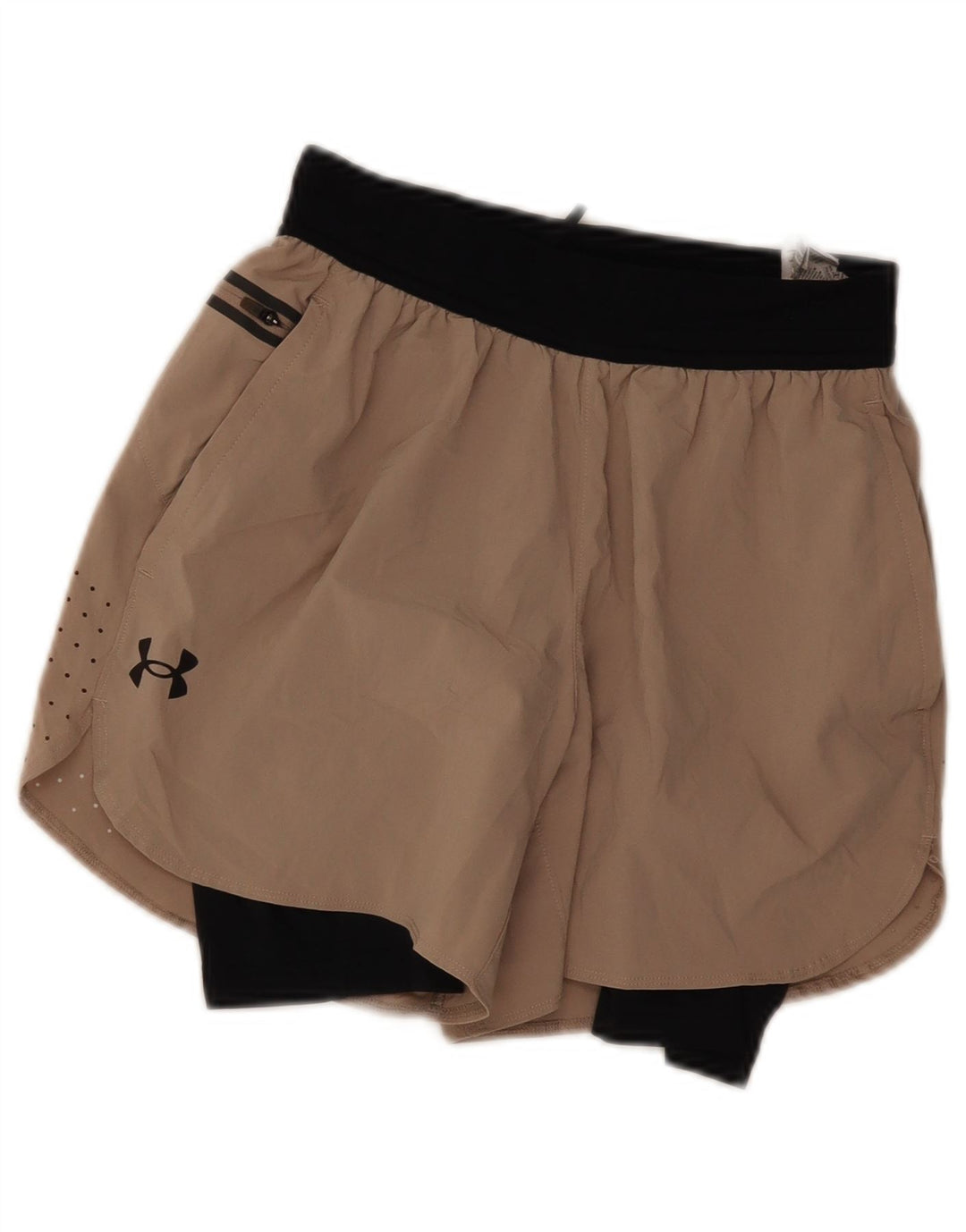 Nike Womens Sport Shorts UK 8 Small Beige Colourblock Polyester