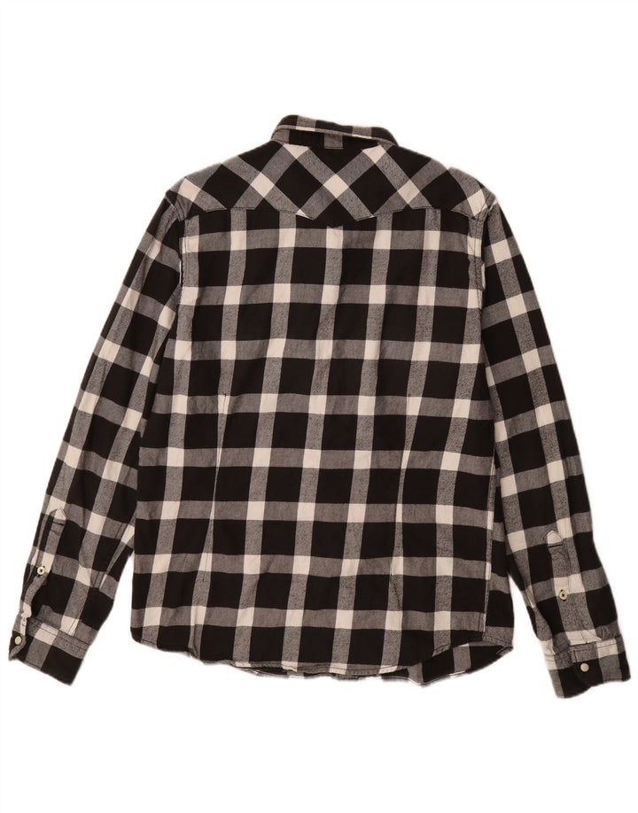 LEE Mens Slim Fit Flannel Shirt Medium Black Check Cotton