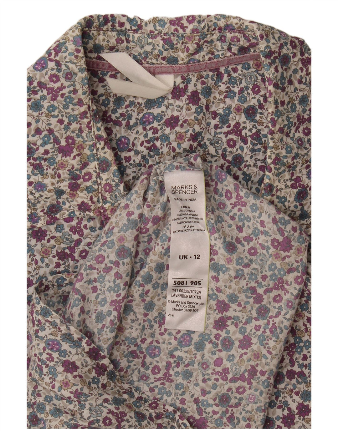 Marks & Spencer Womens Shirt UK 12 Medium Multicoloured Floral Cotton