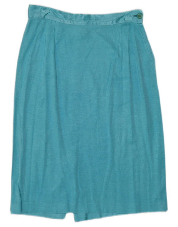 Vintage Womens Pencil Skirt IT 42 Medium W26 Blue Cotton