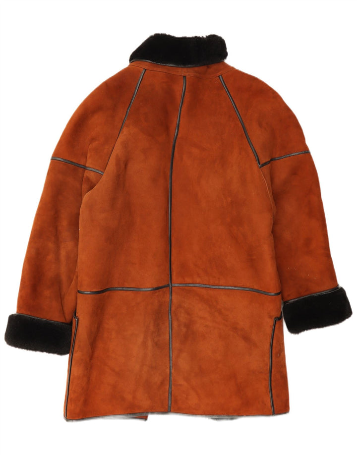 Vintage Womens Oversized Shearling Coat EU 38 Medium Brown