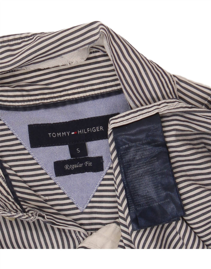 TOMMY HILFIGER Mens Regular Fit Shirt Small Blue Striped Cotton