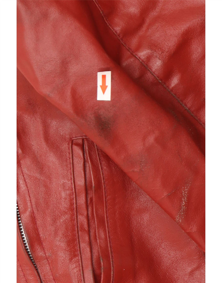Vintage Womens Leather Jacket UK 14 Medium Red