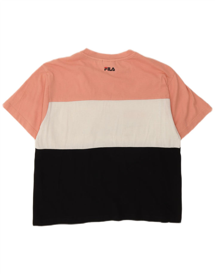 Fila Womens Graphic T-Shirt Top UK 14 Medium Multicoloured Colourblock
