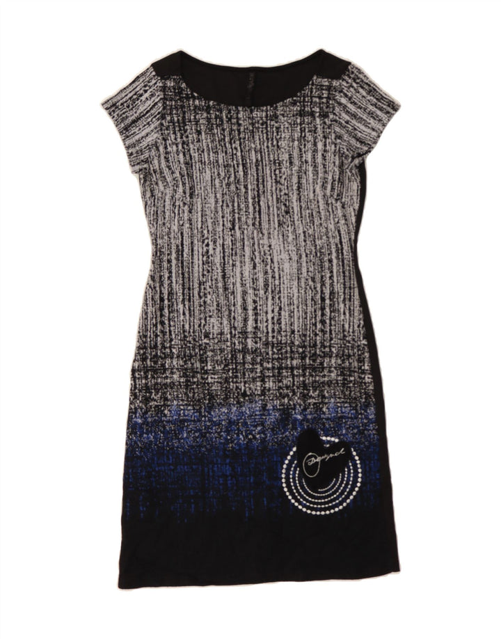 DESIGUAL Womens Sheath Dress UK 10 Small Grey Colourblock Polyester Vintage Desigual and Second-Hand Desigual from Messina Hembry 