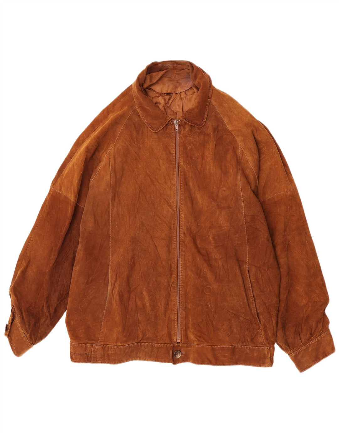 Vintage Mens Suede Jacket IT 54 2XL Brown Leather