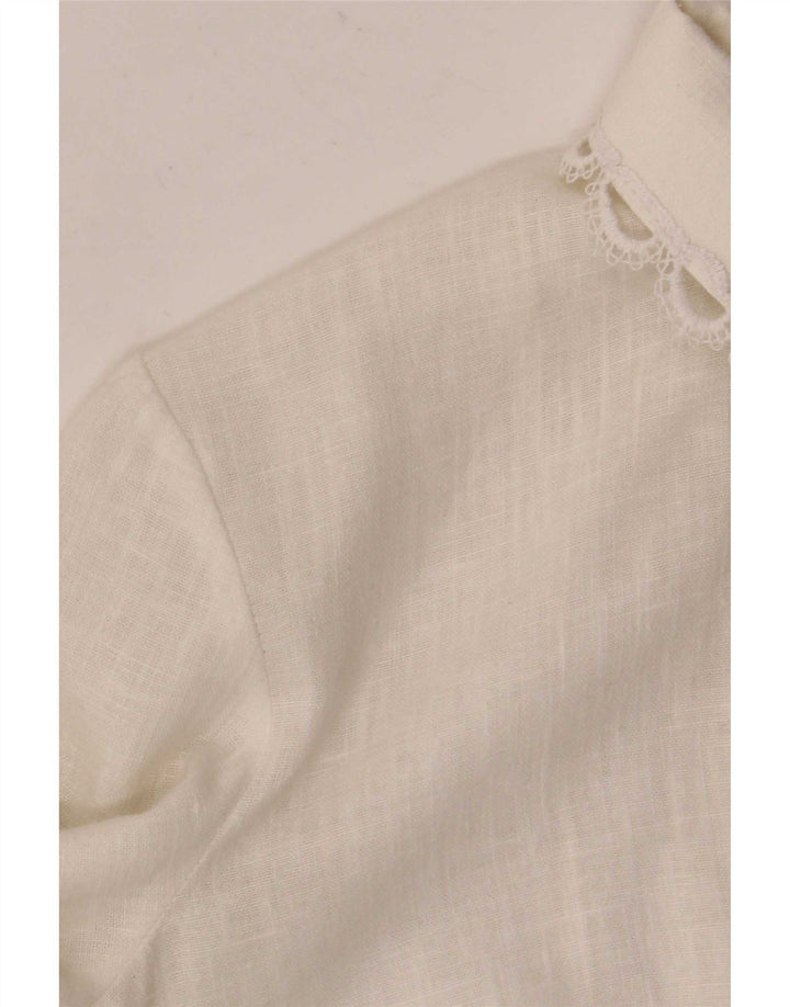 Hanne Modell Womens Shirt Blouse EU 38 Medium White Floral Cotton