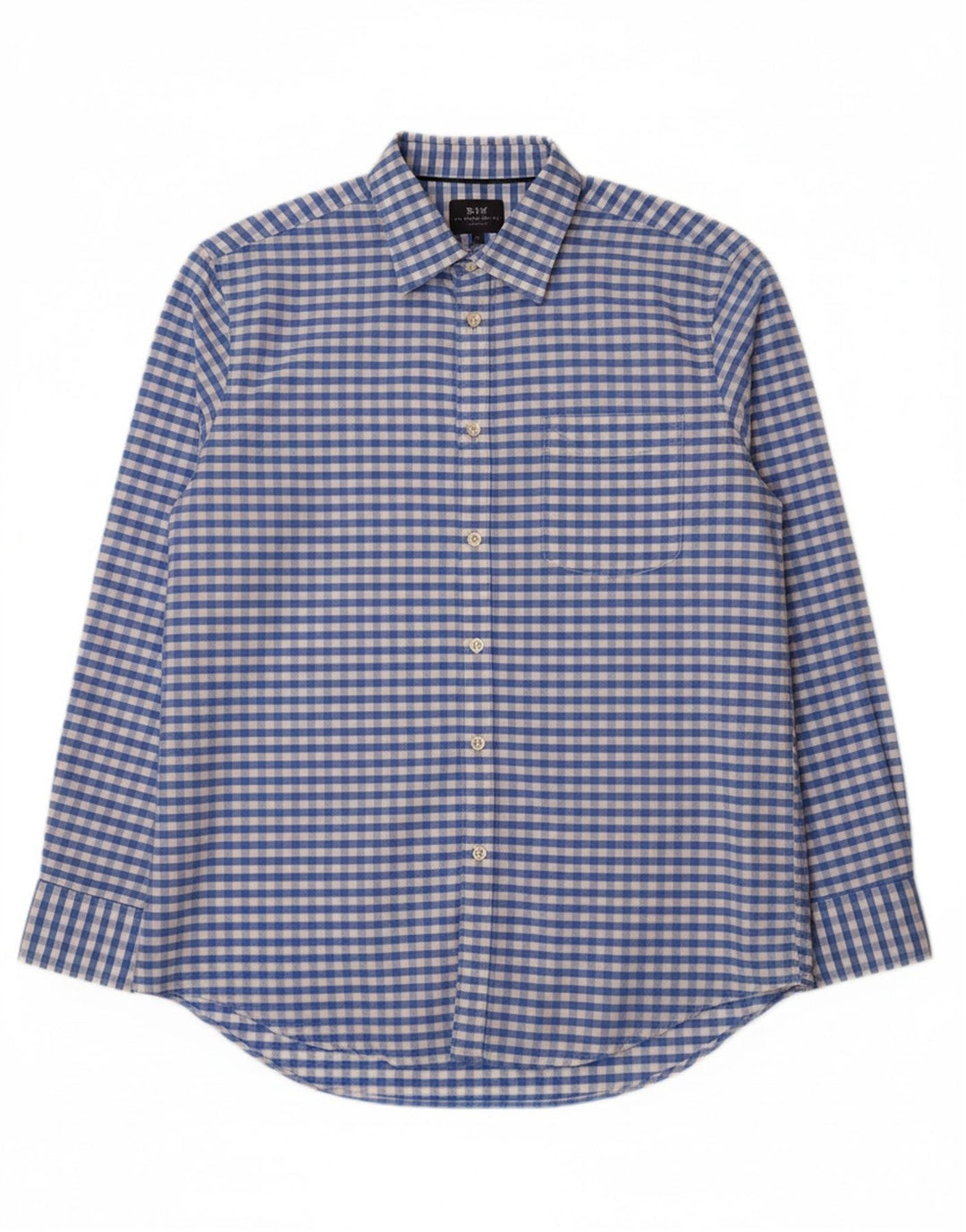 VINTAGE Mens Classic Fit Shirt Large Blue Gingham Cotton