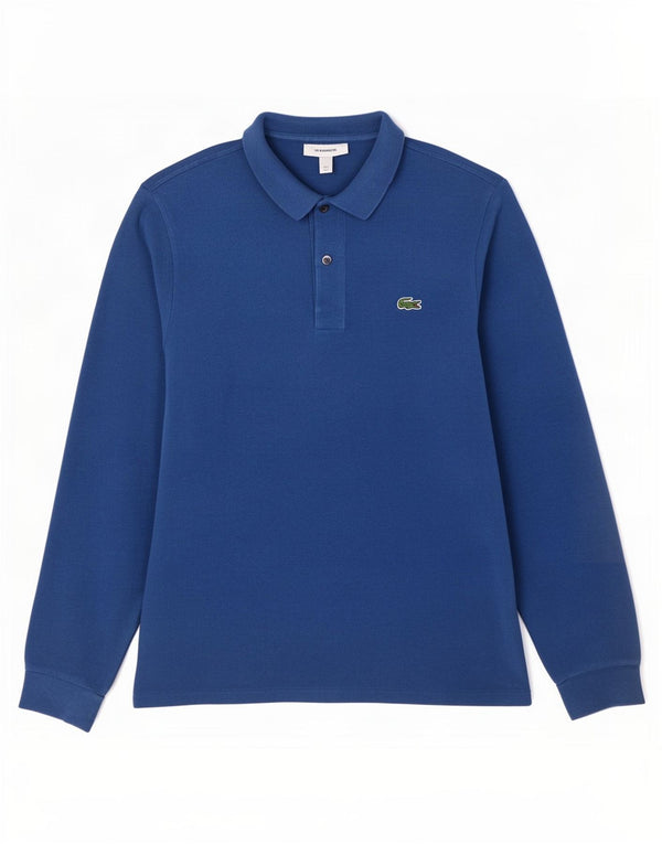 Lacoste Mens Long Sleeve Classic Fit Polo Shirt Size 5 Large Blue Cotton