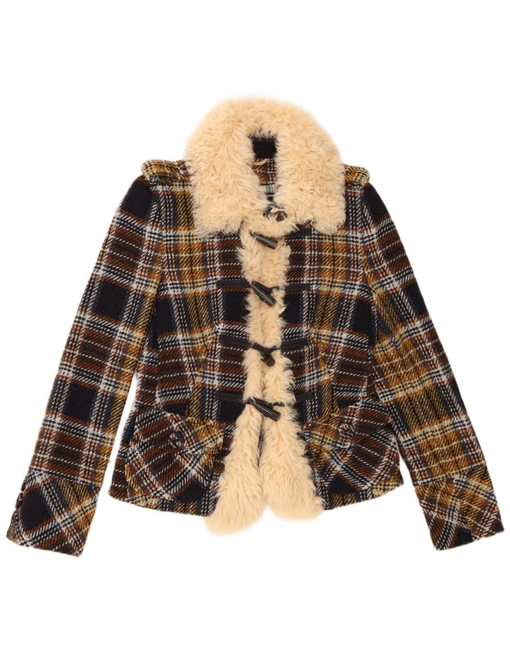 Drykorn Womens 4 Button Blazer Jacket UK 8 Small Multicoloured Check
