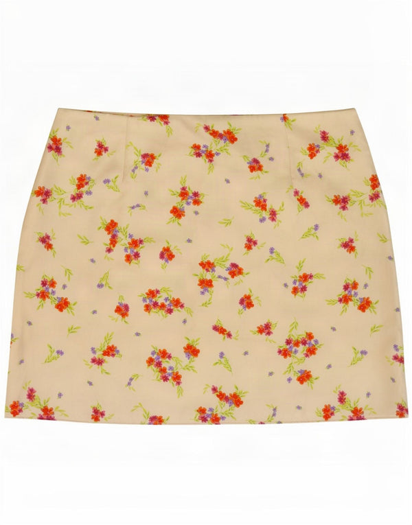 Zara Womens Mini Skirt Medium W28 White Floral Polyester