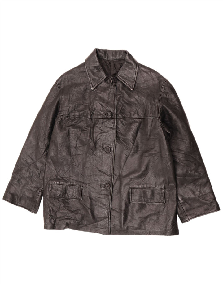 Vintage Womens Leather Jacket IT 44 Medium Black Leather