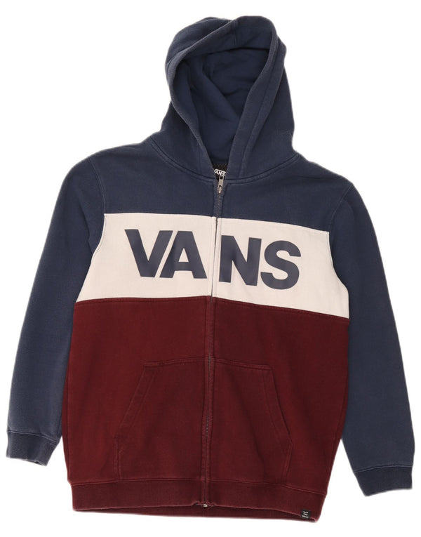 Vans Womens Graphic Zip Hoodie Sweater UK 18 XL Navy Blue Colourblock