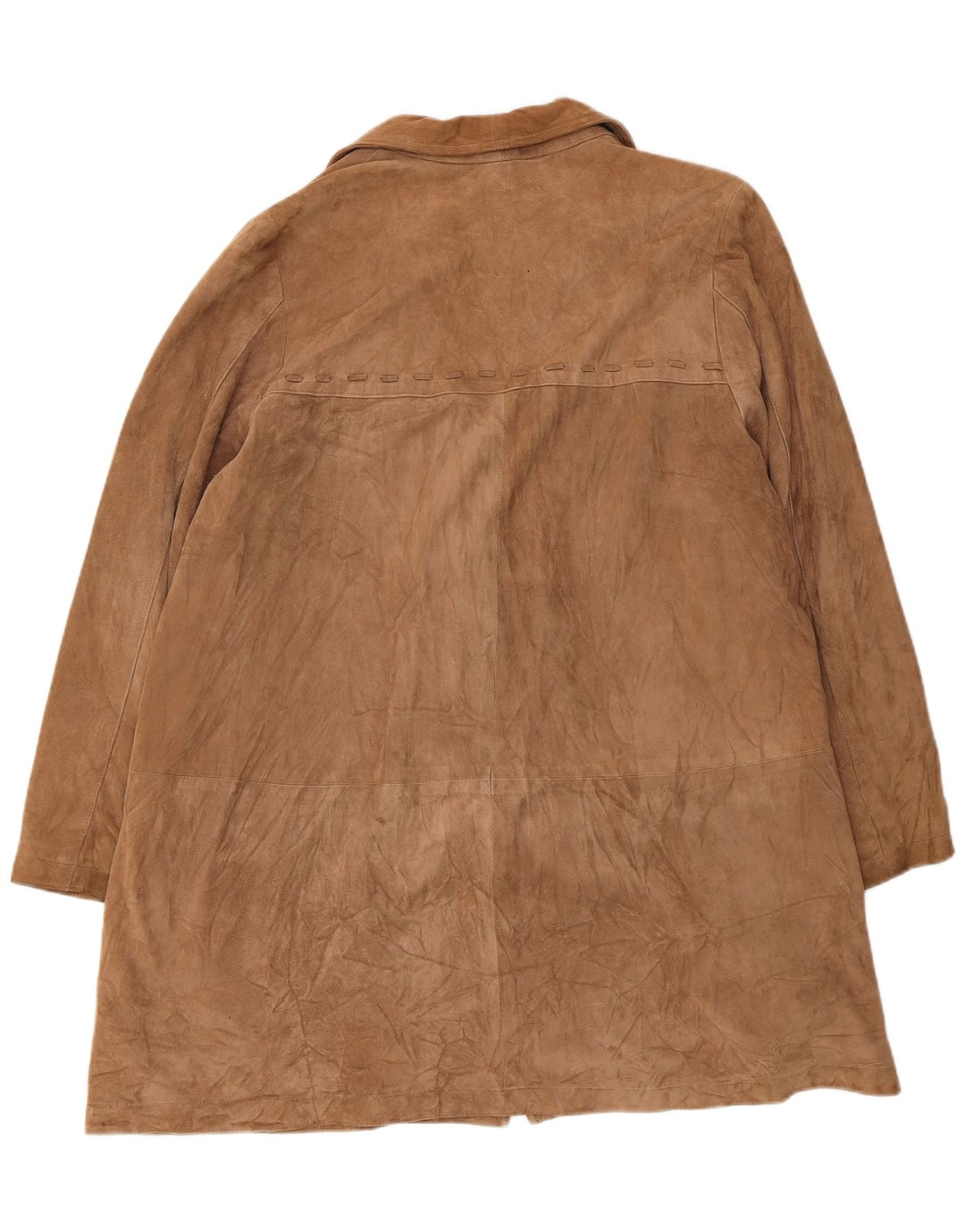 Vintage Womens Suede Overcoat UK 14 Medium Beige Leather