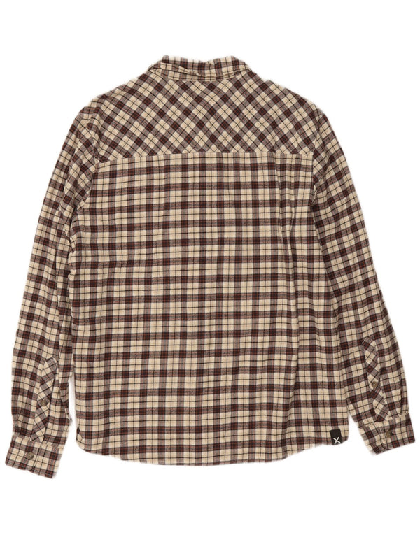 Montura Mens Flannel Shirt Large Brown Check Cotton