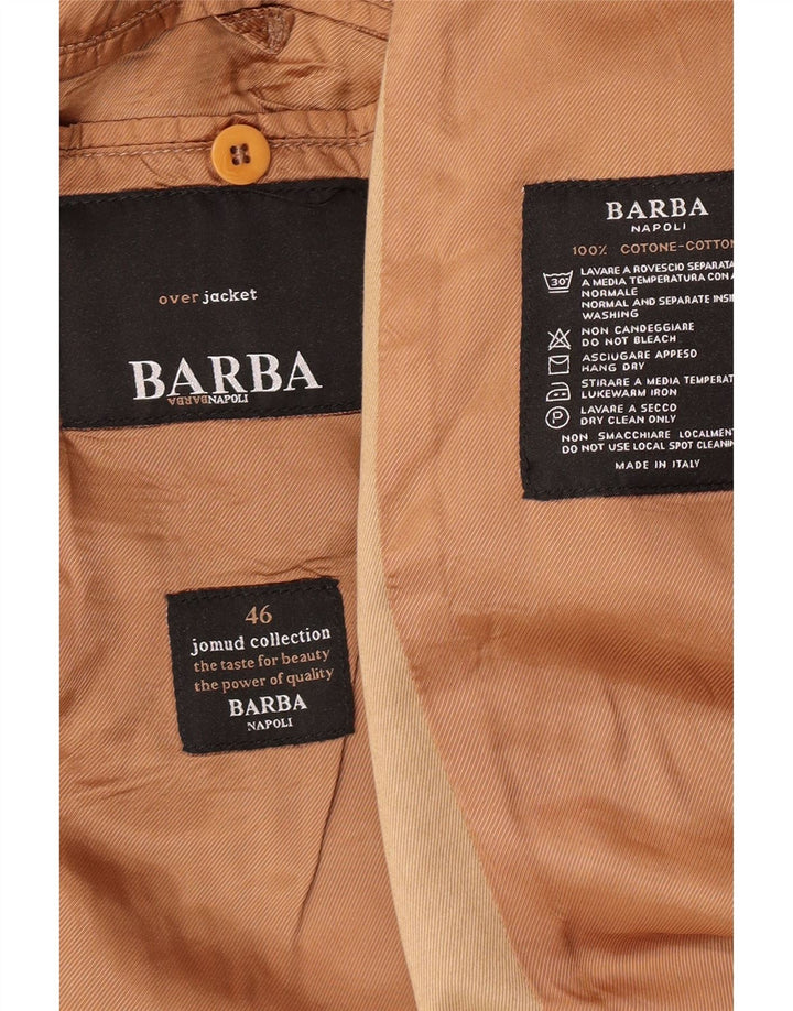 Barba Mens Overcoat IT 46 Small Beige Cotton