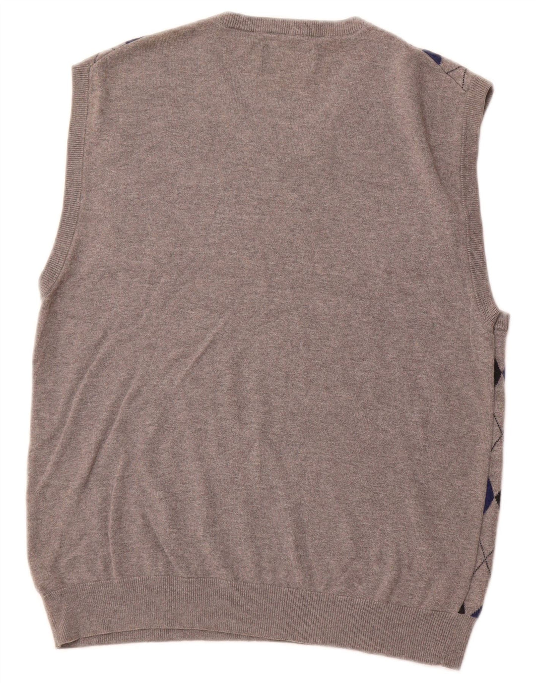 CHAPS Mens Vest Tank Top Large Grey Argyle/Diamond Cotton