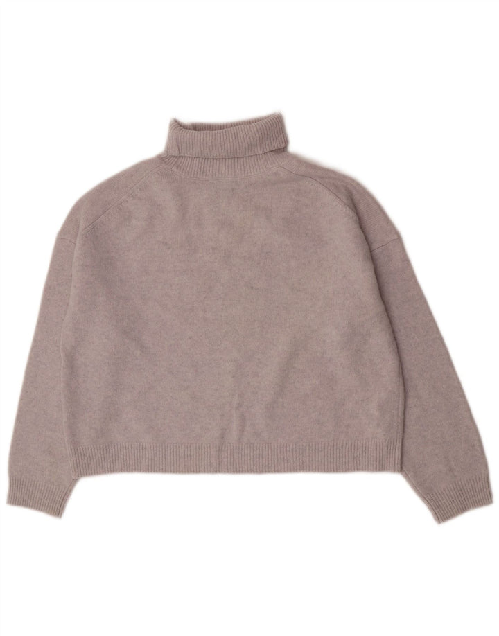 Massimo Dutti Womens Oversized Roll Neck Jumper Sweater UK 6 XS Grey Wool
