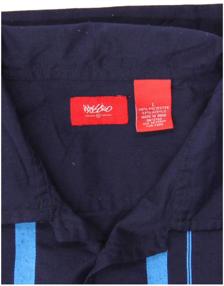 Mossimo Boys Short Sleeve Shirt 14-15 Years Large Navy Blue Striped