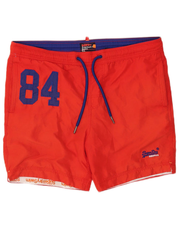 Superdry Mens Graphic Swimming Shorts Medium Red Polyester