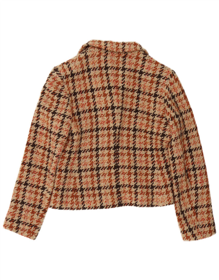 Marella Womens Blazer Jacket UK 12 Medium Brown Houndstooth Classic